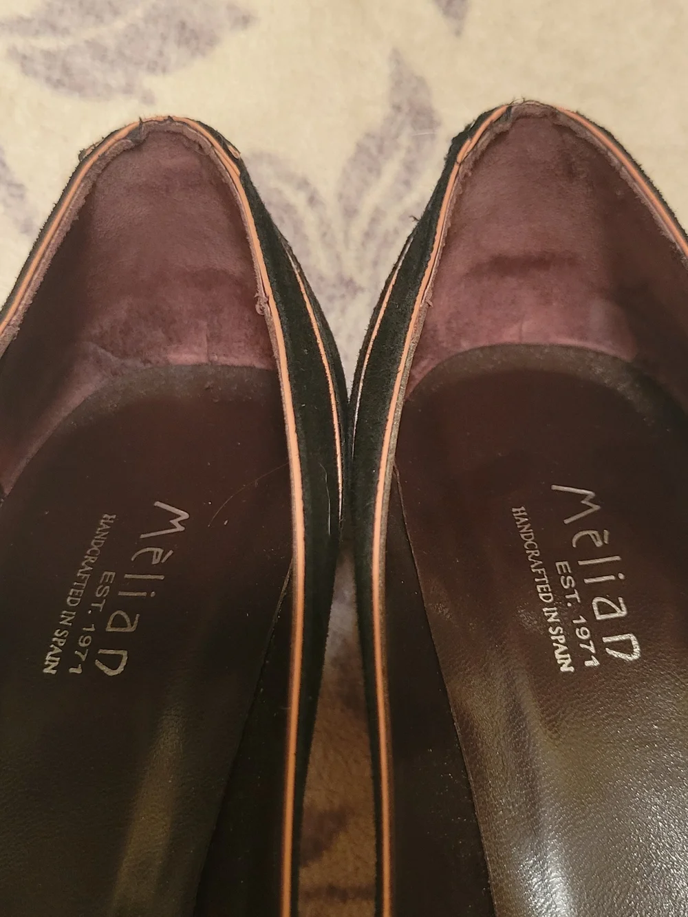 Elian Black Pointed Toe Pumps with Pink Trim
